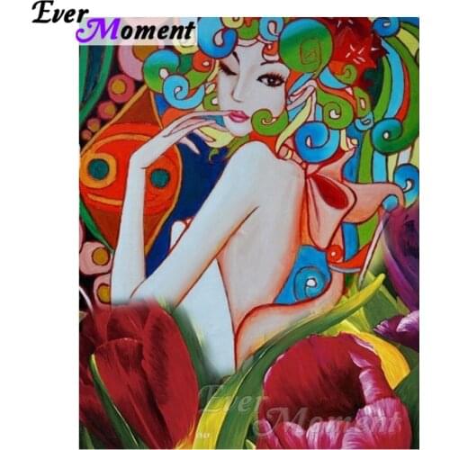 Ever Moment Diamond Embroidery Girl Flower Diamond Mosaic Full Square Drills Artwork Home Decoration Diamond Painting ASF1181