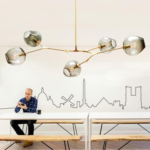 American LED molecular post-modern glass ball clothing villas Nordic custom restaurant personality branch Chandeli free shipping