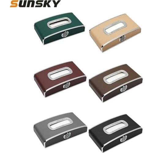Car Tissue Box with Clock Multi-Function Vehicle Instrument Leather Table Paper Towel Box with/withour Parking Card