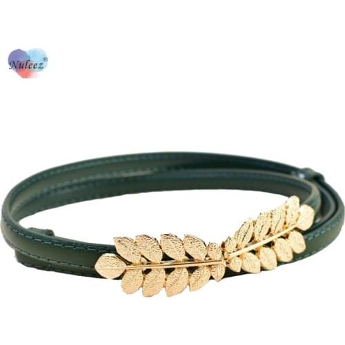 Nuleez Brand Belt Women Slim 1 CM Gold Feather Buckle Decoration Waist Elegant Dress Accessor Popular in Summer New Designed