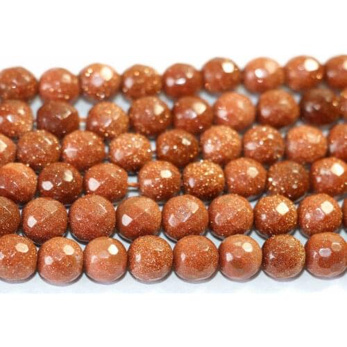 Hot sale gold-color sandstone faceted 4mm 6mm 8mm 10mm 12mm 14mm round loose beads making charms fashion Jewelry A05