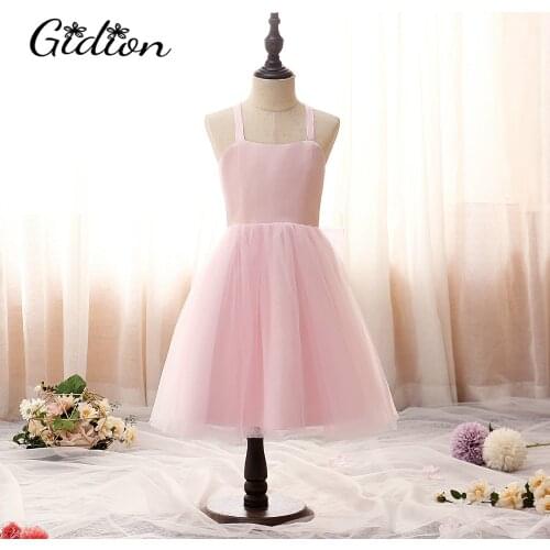 Children Clothing Girls Sling Dress Mesh Tutu Dress Cross Back Shoulder Straps Princess Girls Kids Party Dresses 2-14 Yrs