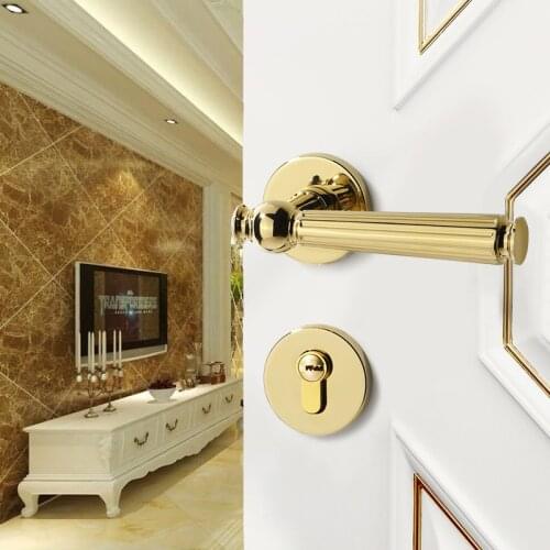 Door Lock Gold Light Luxury European American Modern Solid Wood Interior Door Lock Bedroom Split Handle Knob