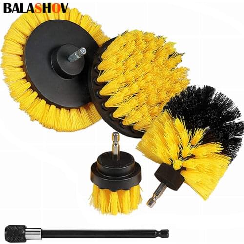 2/3.5/4/5'' Electric Scrubber Brush Drill Brush Kit Plastic Round Cleaning Brush Tool for Carpet Glass Car Tires Nylon Brushes