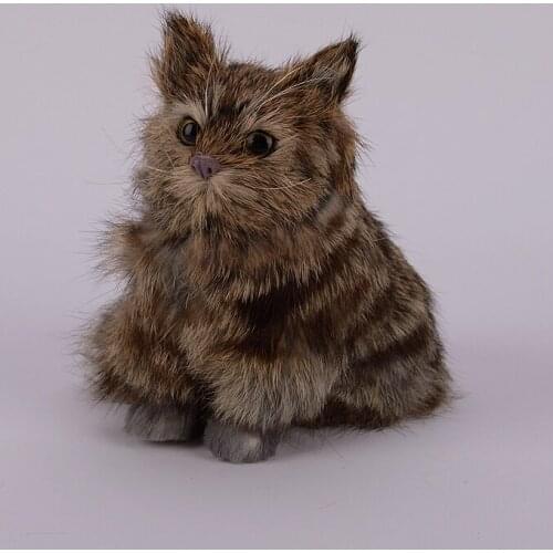 Squating simulation cat toy polyethylene & furs cat doll gift about 11.5x7x11.5cm 2344