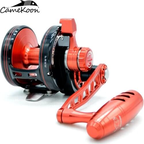 CAMEKOON Slow Jigging Reel Pe7#-500M Max Drag 40kg 11BB Full Metal Alloy Drum Reel Alarm Offshore Deep-Sea Fishing Trolling Reel