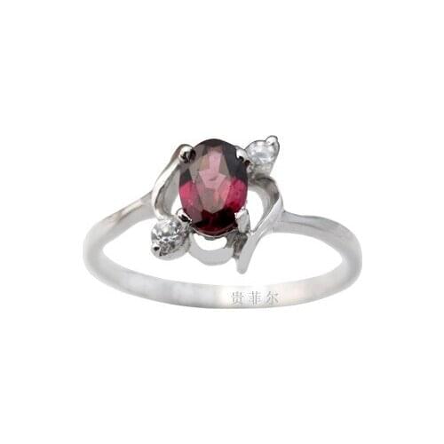 100% Real 925 Silver Garnet Ring for Daily Wear 4mm*6mm Garnet Silver Ring Sterling Silver Garnet Jewelry