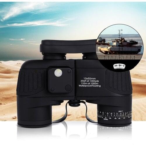 Compass Telescope 10x50 Distance Measurement Binoculars Hd Professional Waterproof with Light Night Vision for Outdoor Camping