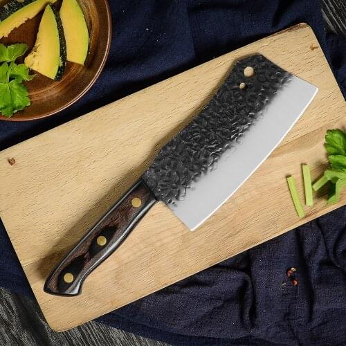 ZEMEN 7-Inch Kitchen Cooking Knife High Carbon Stainless Steel Super Sharp Blade Color Wooden Handle Full Tang Chopping Knives