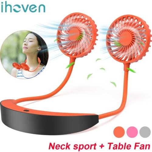IHoven Mini Fan Neck Fan 5200mAh Rechargeable Fan Portable Sports Fans Handheld Air Conditioner Cooler Fan for Home Outdoor
