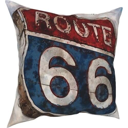 Iconic Americana Route 66 Sign Pillow Cover Home Decor California USA Cushion Cover Throw Pillow for Sofa Double-sided Printing
