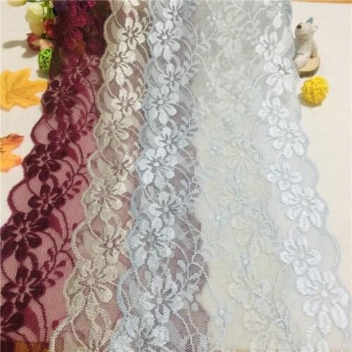 NO1822 17.5CM wide Three Color Nylon Elastic Lace Trimmings For DIY Clothes Accessories Bra Sewing Lace Appliques French Net La
