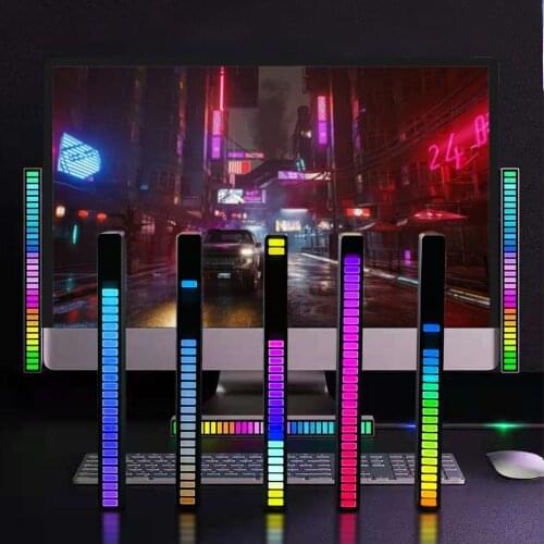 NEW LED Music Light Strips Sound Control Rhythm Pickup RGB Colorful Atmosphere Lamp Room Car Decor Fancy Decorative Luminaires