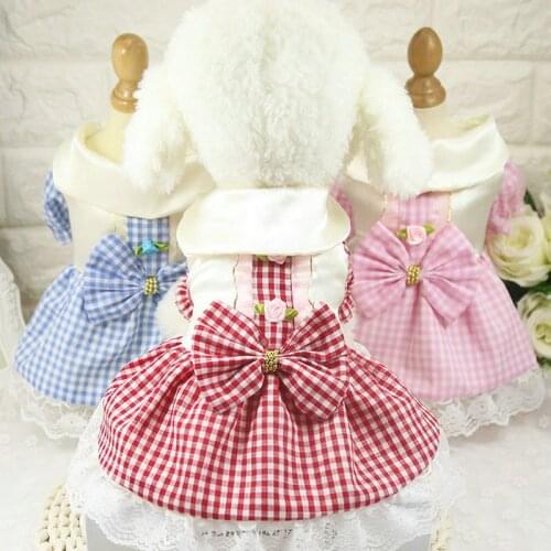 2020 New Style Pet Dog Plaid Soft Cotton Wedding Dresses Clothes Cool Summer Princess Dresses For Small Dogs DC784