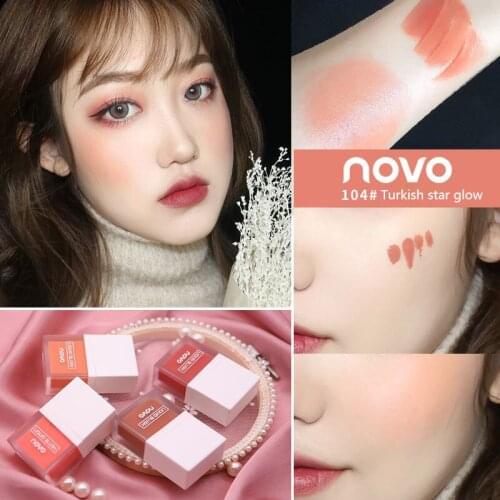 NOVO New Professional Makeup Blusher Cheek 4 Colors Baked Blush Bronzer Blusher Face Contour Juice Liquid Blush T0977