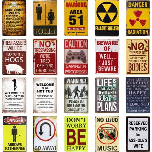 "BEWARE of WIFE" Rustic Metal tin plate Kitchen wall decor sticker antique tray house signs