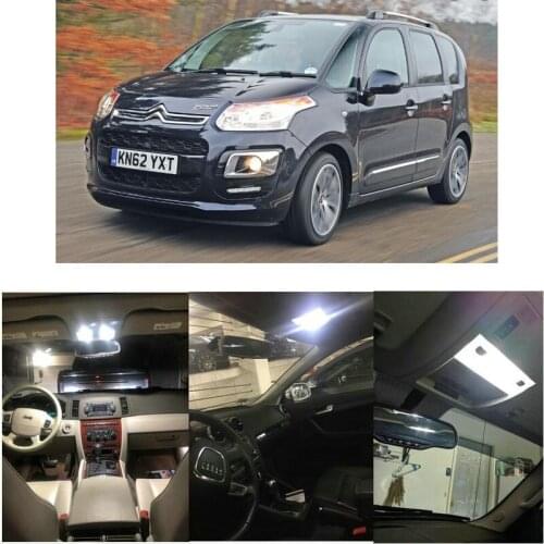 8x LED interior lighting complete set For Citroen C3 Picasso reading light rear lights error free