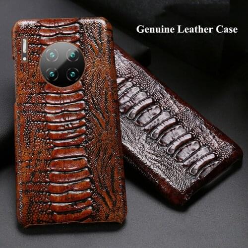 For Huawei P40 Pro Lite P30 Mate 30 Honor 30i V30 30S Nova 5T Case Genuine Leather Ostrich Texture Shockproof Hard Cover Funda