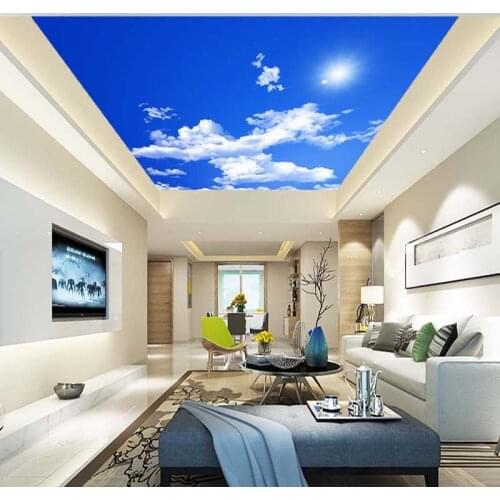 Dropship Blue Sky White Clouds Sunshine Ceiling Zenith Mural Custom 3D Photo Wallpaper for Livingroom Ceiling Wallpaper Walpaper
