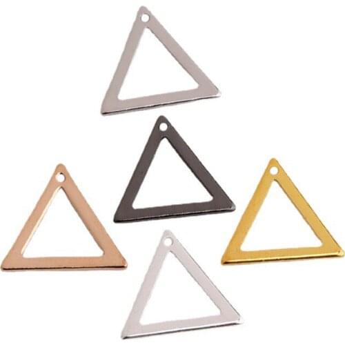 0.6*8mmPlating Multicolor Geometric Single Hole Hollow Triangle Earring Necklace Pendant Used for DIY Making Jewelry Components