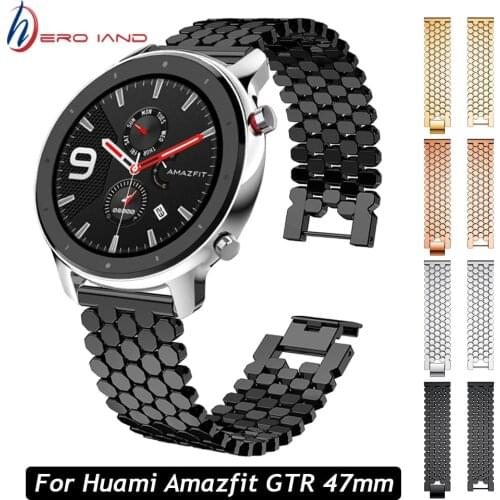 Band for Huami AMAZFIT GTR 47mm Watchband Strap 22MM Stainless Steel Alloy Wristband for Huawei Watch GT 2 46mm GT 2e Bracelet