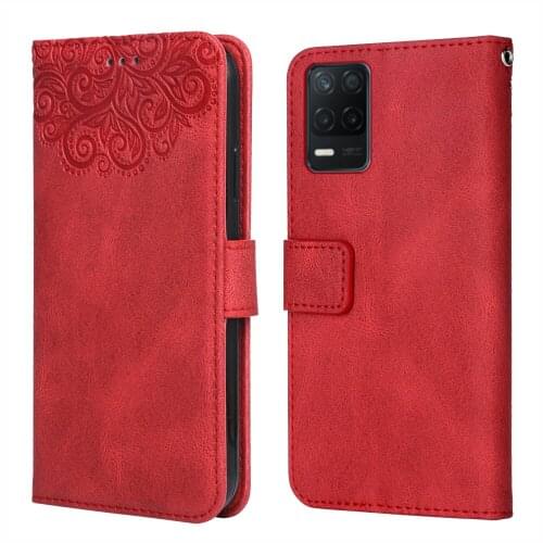 Luxury Leather Case for Realme Q3 5G Flower Embossing RMX2103 RMX2193 Wallet Flip Phone Case for Realme Q 3 5G Cover