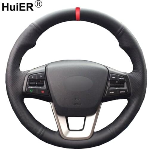 Hand Sewing Car Steering Wheel Cover Volant For Hyundai ix25 2014 2015 - 2017 2018 ix35 2018 Creta 2016-2018 Elantra 2017 2018