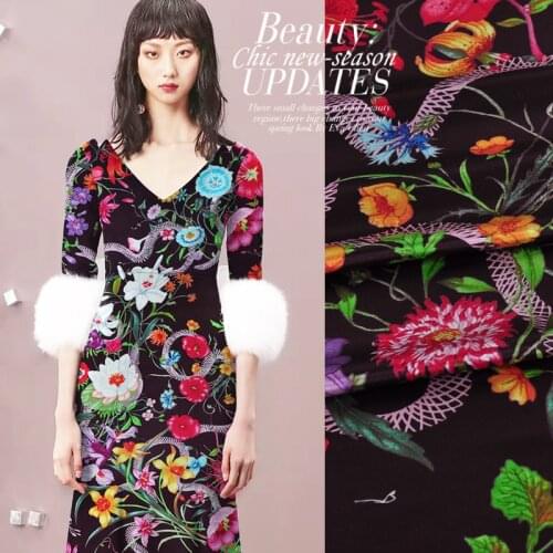 Printed silk satin 140 cm wide 40 mm / 35% silk + 65% wool material for sewing party dresses