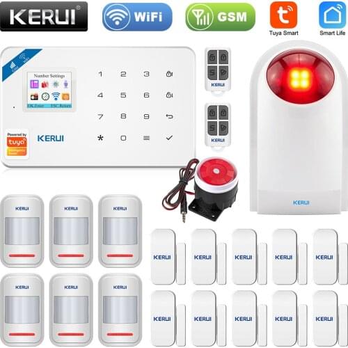 KERUI W18 GSM WIFI Alarm System Burglar Home Security APP Remote Control Motion Fire Smoke Detector Door Window Sensor DIY Kit
