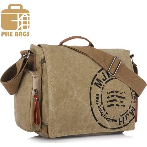 High Quality Handbags Famous Brand 2020 Bag Big Women Canvas Messenger School Bag Men For High School Fashion Men Satchel Khaki