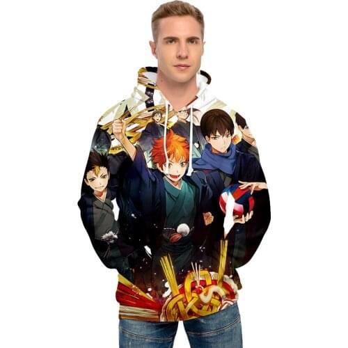 Hot Mens Haikyuu Hoodie Anime Harajuku Sweatshirt 3D Printed Leisure Haikyuu!! Hoodies Hip Hop Coat Fashion Street Tops