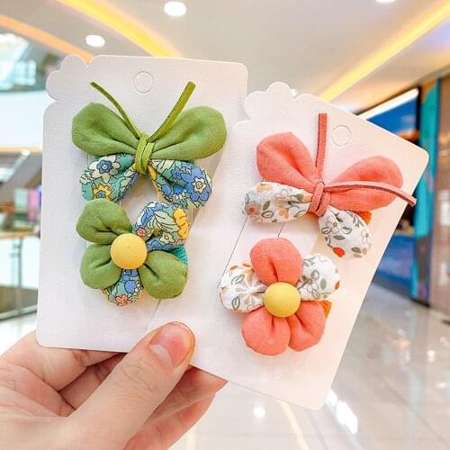 2021 New Cute Flower Bowknot Princess Hairpins Children Girls Hair Clips Pins Barrettes Accessories Hairgrip Headdress Headwear