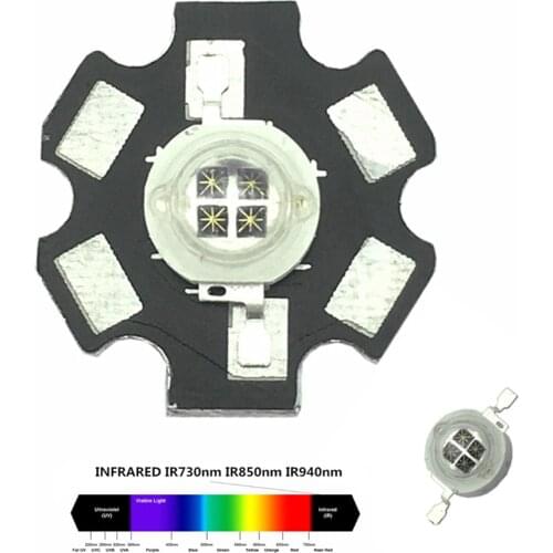 1pcs 5W Infrared IR 940NM High Power LED Bead Emitter 4 chip DC1.4-1.7V 1400mA with 20mm PCB for Night Vision Camera