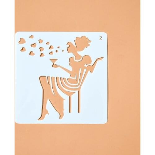 13*13 Female pvc Layering Stencils for DIY Scrapbooking/photo album Decorative Embossing DIY Paper Cards Crafts
