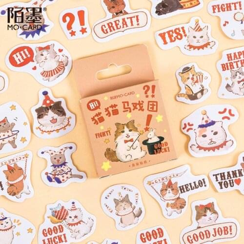 45Pcs/Pack Kawaii Cute Cat Circus Thank You Mini Stickers Album Diary Scrapbooking Label School Supplies Bullet Journal n940