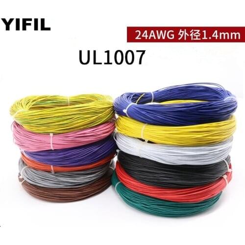 5M*2/4/8/10/12 Color Mix UL 1007 24AWG 1.4mm AWM Electrical Wire Cable Line Airline Copper PCB Wire Harness