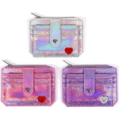 Bentoy Babysbreath Laser Shining Card Bag Girls Drivers license bag Heart Hasp ID Credit Card Holder Case Business Card Bags