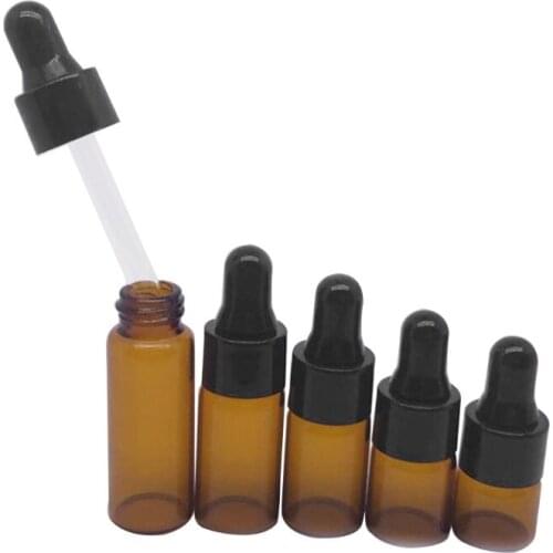 10pcs Amber Glass Dropper Bottles With Black Cap for Essential Oil Perfume Sample Bottle Aromatherapy