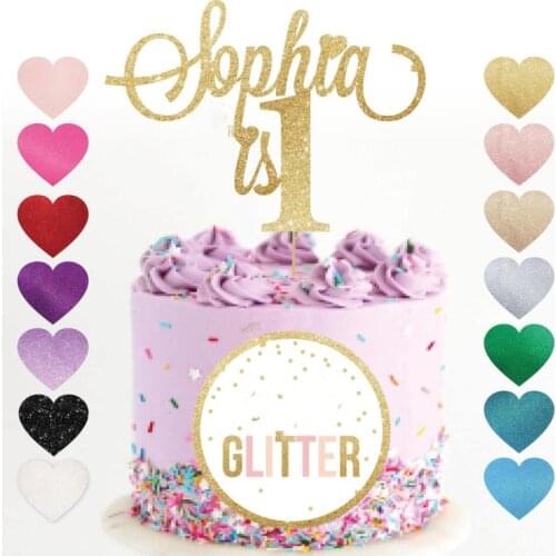 Customised cake topper, Birthday, Gold cake topper, glitter cake topper, custom, personalised cake smash first one any name