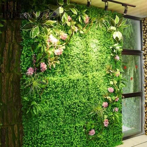 Artificial green grass wall Eucalyptus leaf bouquet simulation plants 40*60cm wedding DIY hotel shop window background decor