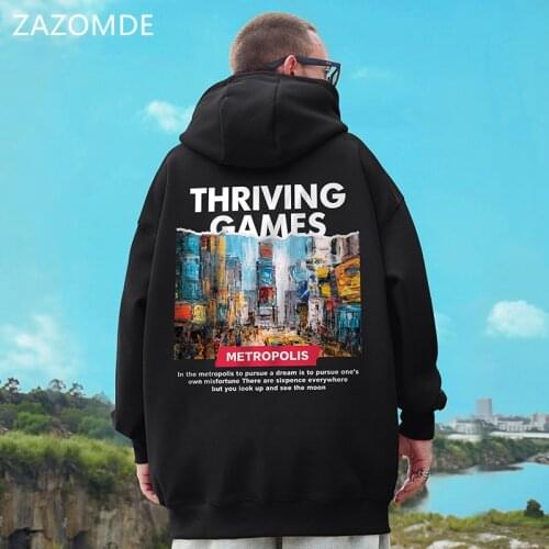 Autumn Japanese Print Mens Hoodies Cool Hooded Streetwear Hoody Men Winter Casual Unisex Trend Casual Sweatshirt Oversized