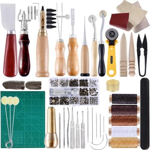 LMDZ Complete Leather Craft Tool Sets 42 Pcs DIY Craft Supplies for Beginner-Hand Sewing Tools for Stitching/Leather Craft DIY