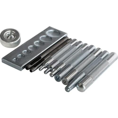 11 Pcs DIY Leather Craft Tool Set Die Punch Rivet Mounting Tool Base for Punching and Mounting Rivet Button Leather Crafts
