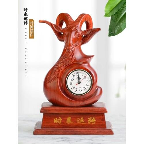 Desk top wooden alarm clock Zodiac sheep clock and watch ornament living room creative student desk top electronic clock ornamen
