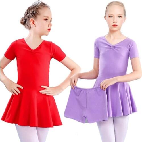 New Children Ballet Dance Dress Lycra Cotton High Quality Short Sleeves Ballet Leotards For Children Performance Costume 5 color