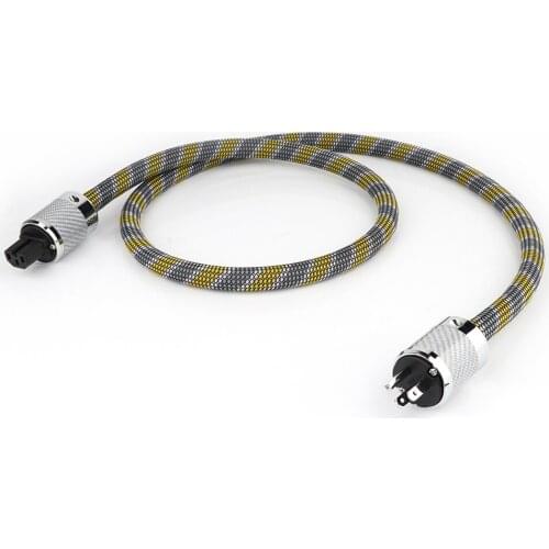 New Hifi Power Cord Rhodium plated Schuko Mains Power Cable AC Extension Cord HIFI Audio Grade