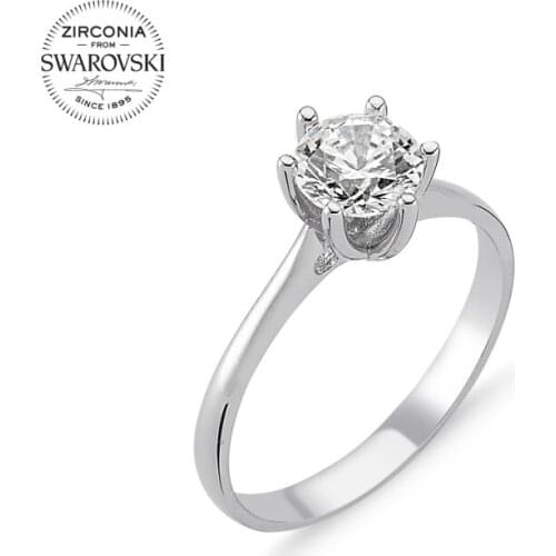 Silver 925 Sterling Swarovski Zirconia Cubic Zirconia Engagement Ring