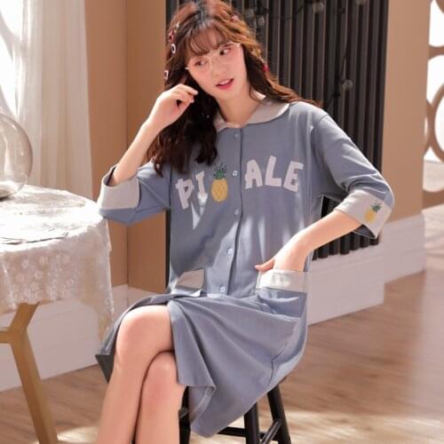 Maternity Clothes Sleepwear Single-breasted Casual Turn-down Collar Maternity Dress Plus Size Pajamas Pregnancy Dress
