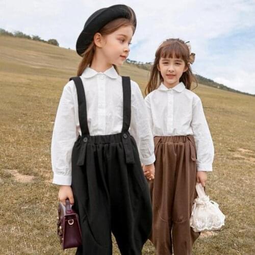Autumn Spring Loose Style Overalls For Girls Elastic Waist Candy Color Pants Children Kids Daily Casual Trousers Clothing 3-14Y