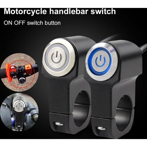 7/8'' 22mm Motorcycle Handlebar Switch Headlight Fog Light On Off Switch with Blue Backlit For ATV Sport Dirt Electric Bike Moto